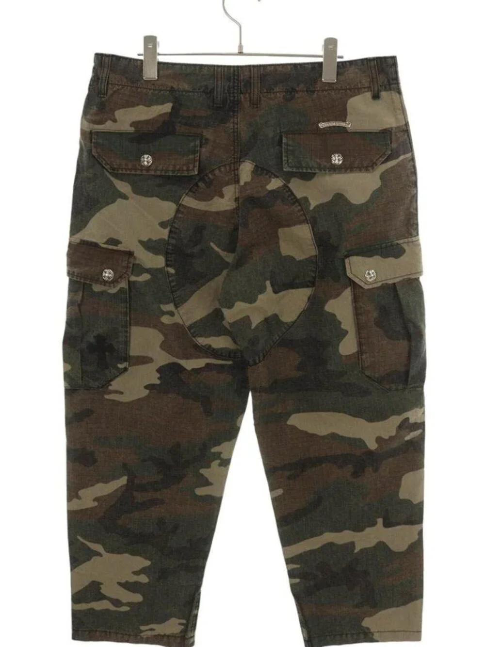 Chrome Hearts Devil Dog Cross Ball Button Camouflage Long Pants with Patch